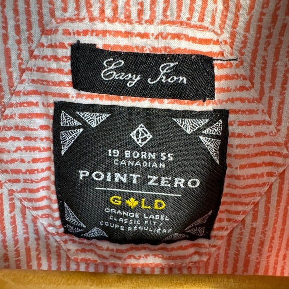 Point Zero Men's CLASSIC FIT GOLD Short Sleeve Button Up Shirt Peach/White 2X - Picture 5 of 14